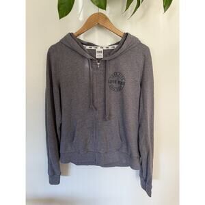 Victoria’s Secret pink – Y2K gray zip up hoodie size large